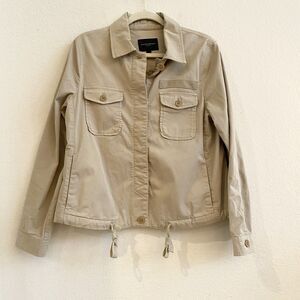 Banana Republic Utility Jacket Womens M Beige Cotton Blend Button Front Collared